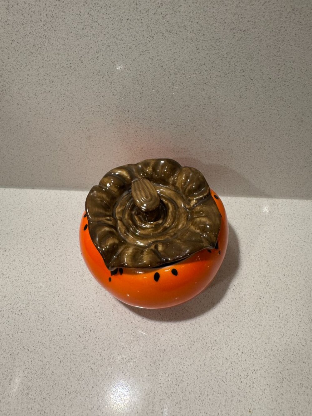 VINTAGE Persimmon Lid Pot Accessory Holder Japanese Tableware, Arita Pottery - Picture 2 of 10